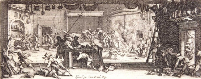 Plünderungsszene - Stich aus dem 17. Jahrhundert
